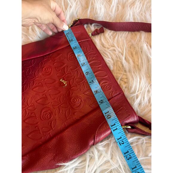 Velez Women's Leather Floral Print Includes Crossbody Shoulder Bag‎ Maroon - Picture 8 of 11